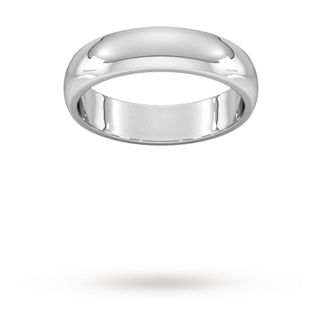 Goldsmiths 5mm D Shape Heavy Wedding Ring In Sterling Silver
