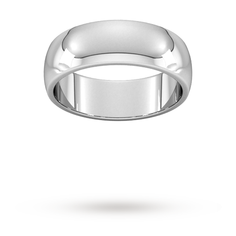 Goldsmiths 7mm D Shape Heavy Wedding Ring in Sterling Silver