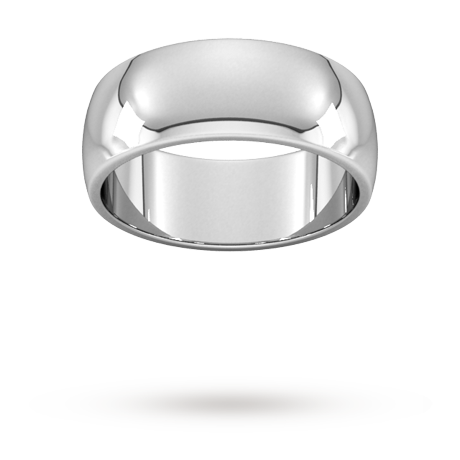 Goldsmiths 8mm D Shape Heavy Wedding Ring in Sterling Silver